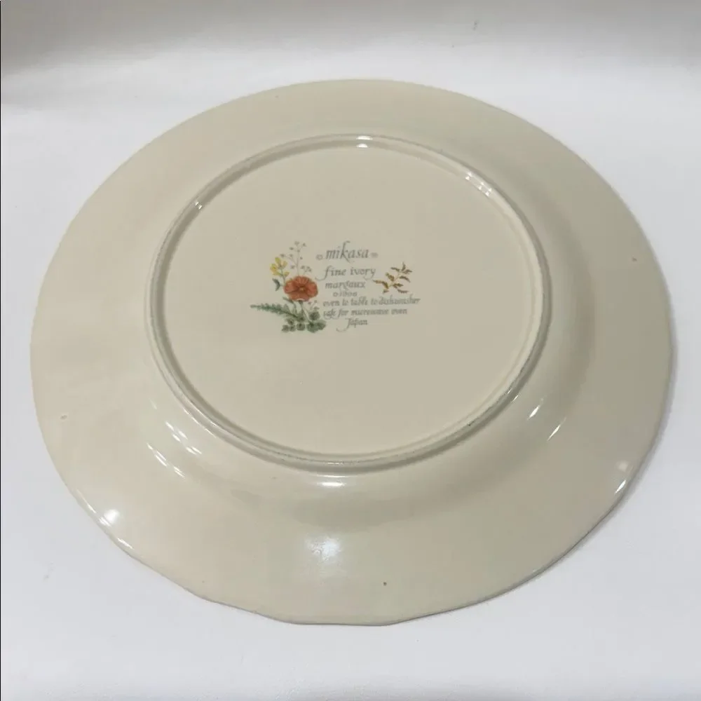 Mikasa Fine Ivory Margaux 11 Inch Dinner Chop Plate Floral Motif Gold Edge Japan